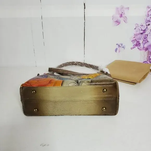 Anuschka Anna Butterfly Floral Paradise Hand Painted Leather Crossbody Bag